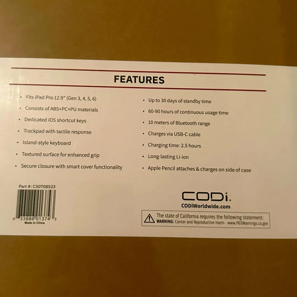 CODi Bluetooth Keyboard Case & Trackpad for iPad Pro 12.9